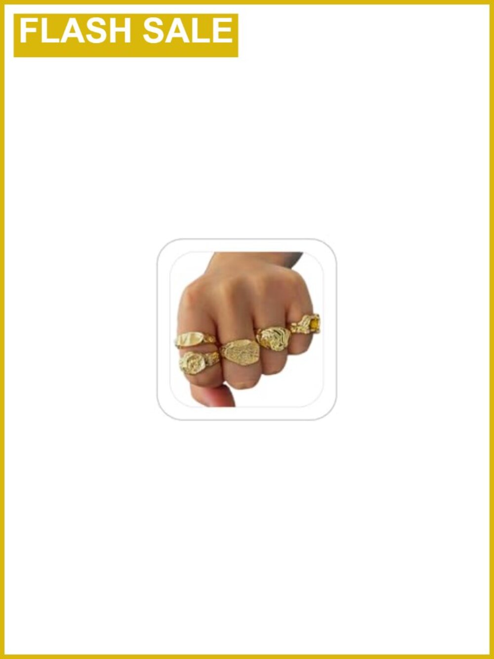 Carved Relief Signet Stackable Open Ring Set Sculptural Textured Midi Rings